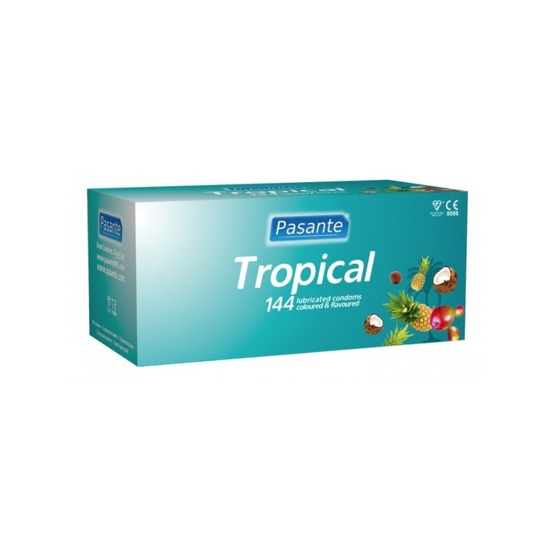 Condones sabores tropicales Pasante caja de 144 uds