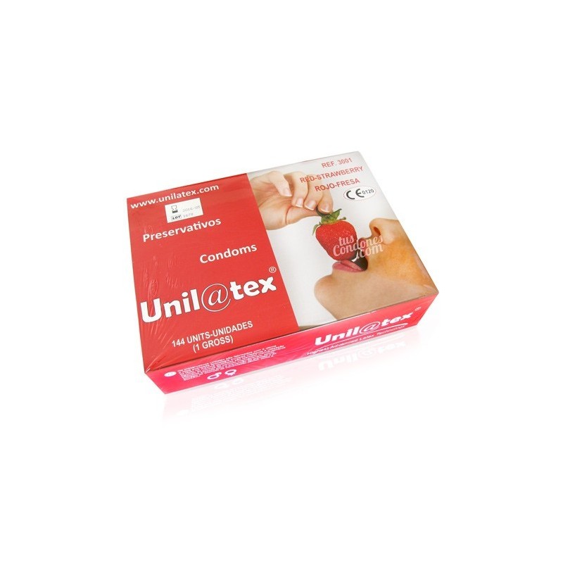 Condones Unilatex sabor Fresa caja de 144 condones