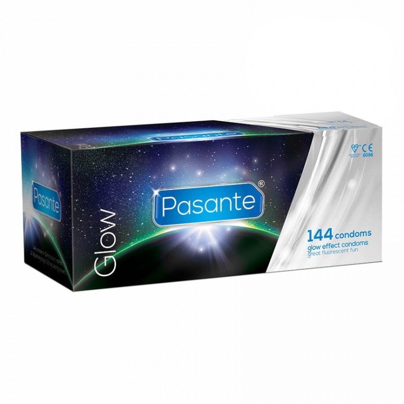 Preservativos fluorescentes Pasante Glow caja 144 uds