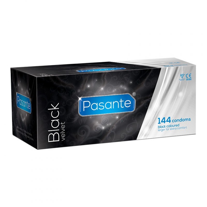 Condones negros Pasante Black Velvet. Caja 144 unidades