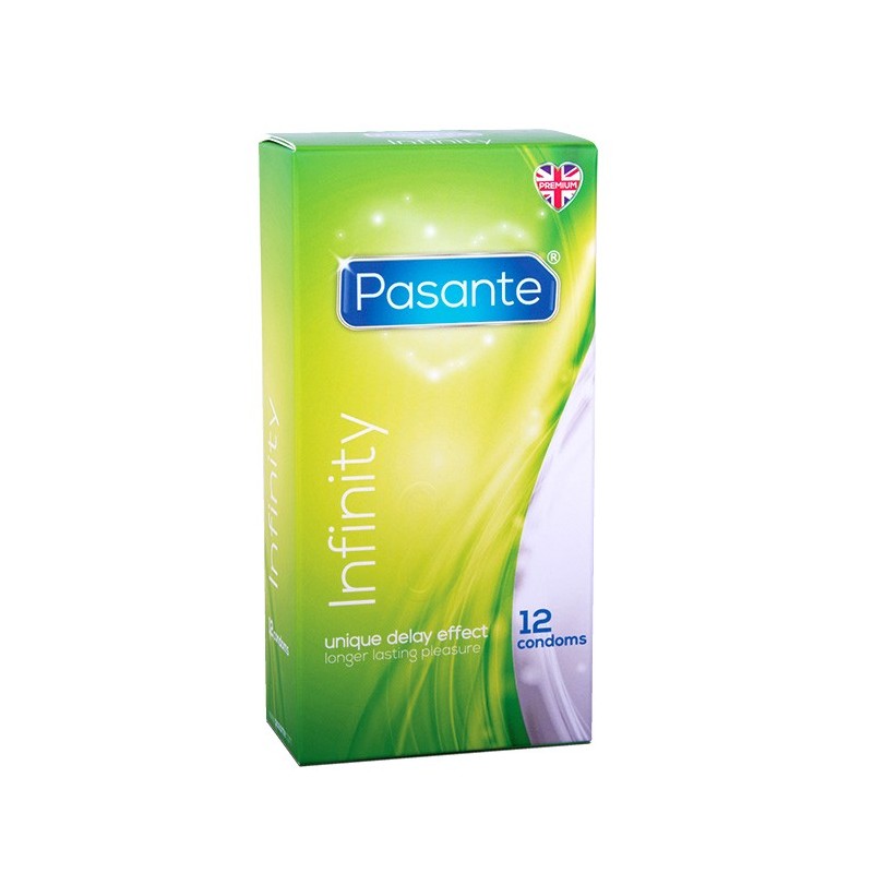 Preservativos retardantes Pasante Infinity caja de 12 uds