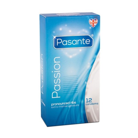 Preservativos estriados Pasante Ribbed. Caja 12 uds