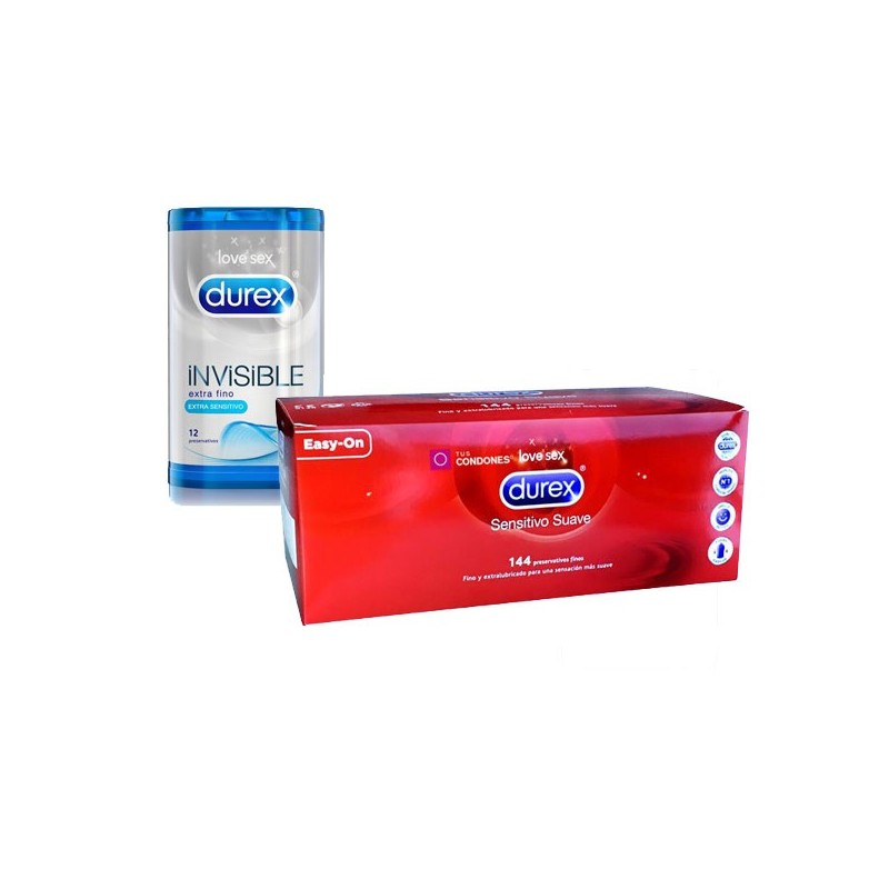 Pack Durex Sensitivo, Caja ahorro de 144 Sensitivos + 12 Durex Invisible