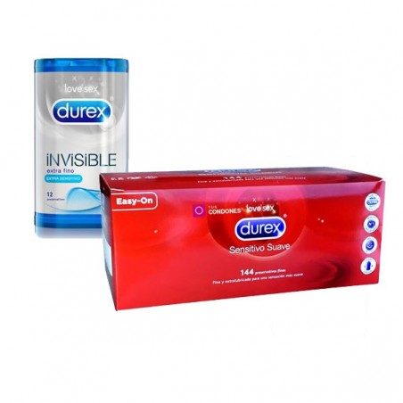 Pack Durex Sensitivo, Caja ahorro de 144 Sensitivos + 12 Durex Invisible