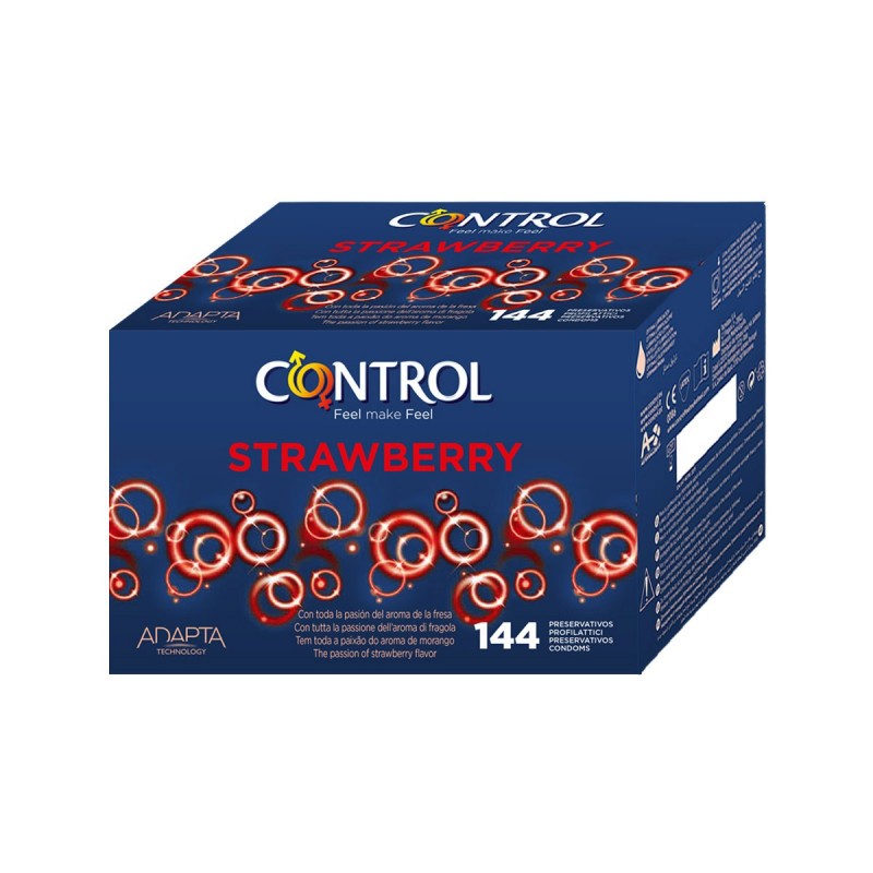 Condones de la marca Control sabor fresa caja de 144 uds