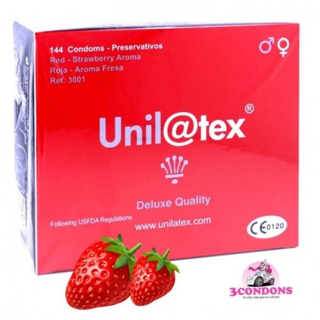 Condones Unilatex sabor Fresa caja de 144 condones