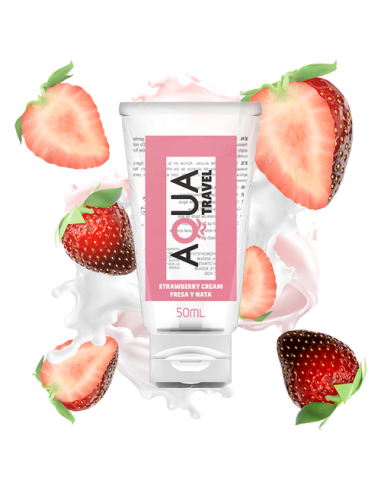 AQUA-TRAVEL Lubricantes a Base de Agua con Sabores-50 ml.-Fresas y Nata