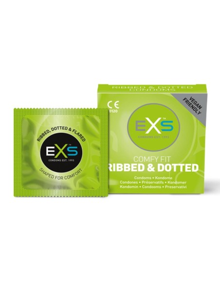 Condones eXs con Puntos y Estrias-Caja 3 unidades