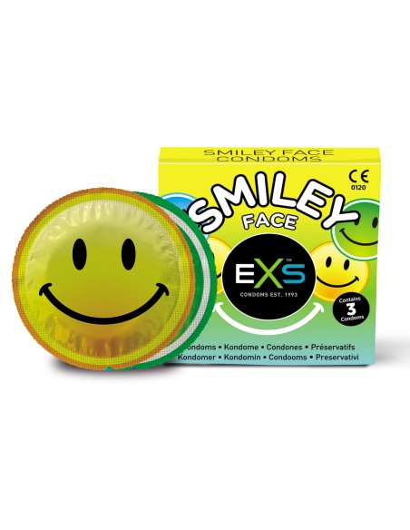 Preservativos eXs Smiley - Diversión y estimulación-Caja 3 unidades