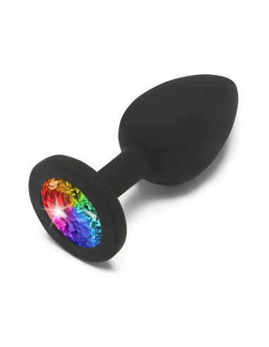 Plug Anal con Diamante SILICONA-arcoiris-Pequeño