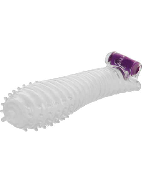 Funda para el pene con puntos + estrías + vibrador de OHMAMA-Puntos