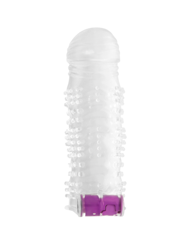 Funda para el pene con puntos + estrías + vibrador de OHMAMA-Estrias