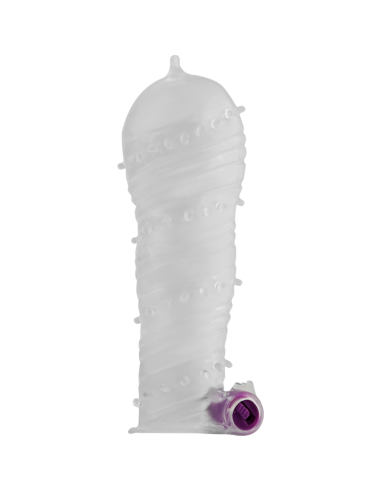 Funda para el pene con puntos + estrías + vibrador de OHMAMA-Puntos y estrias