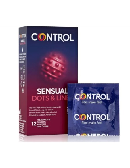 Preservativos estimulantes Control Sensual Dots & Lines - 12 uds