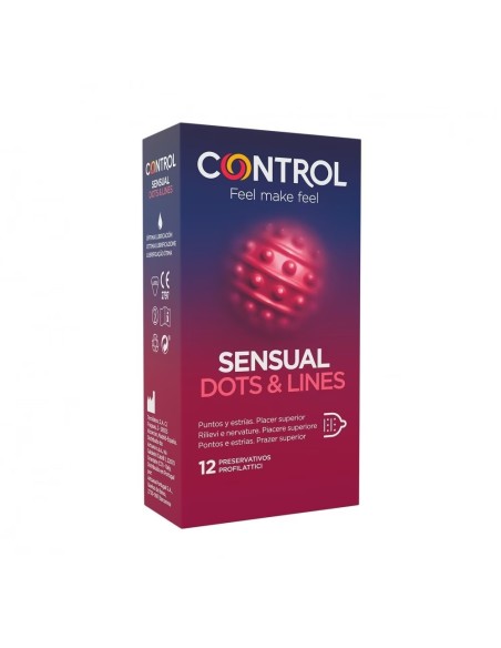 Preservativos estimulantes Control Sensual Dots & Lines - 12 uds