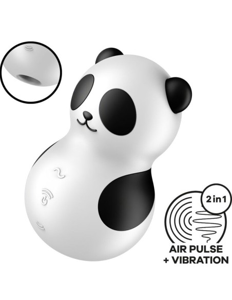 SATISFYER - POCKET PANDA ESTIMULADOR & VIBRADOR BLANCO Y NEGRO