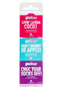 Pack 3 Velas de Masaje Pico Bong | Chocolate/Chili, Coco/Vainilla y Manzana/Canela