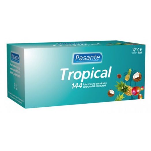 Condones sabores tropicales Pasante caja 144 uds