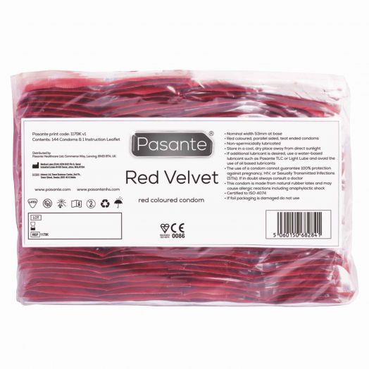 Condones Rojos Pasante Red Velvet 144 uds